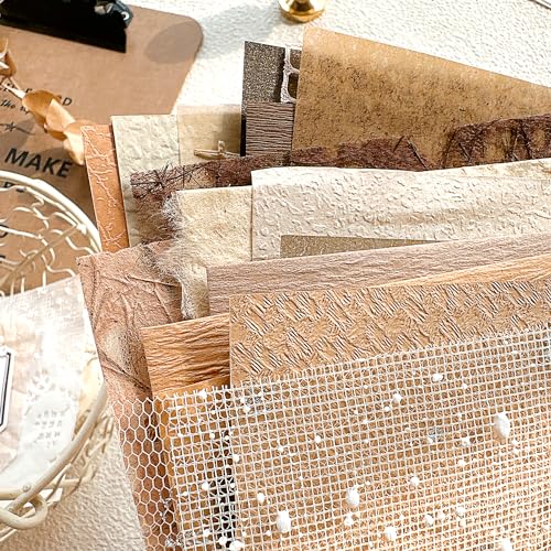 30 Pcs Large A4 Handmade Textured Scrapbook Paper Mesh Journaling Supplies