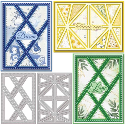 GLOBLELAND Triangle Diamond Frame Cutting Dies for Card Making Frame Background Die Cuts Carbon Steel Embossing Stencils Template for DIY Scrapbooking Album Craft Decor - style: Triangle