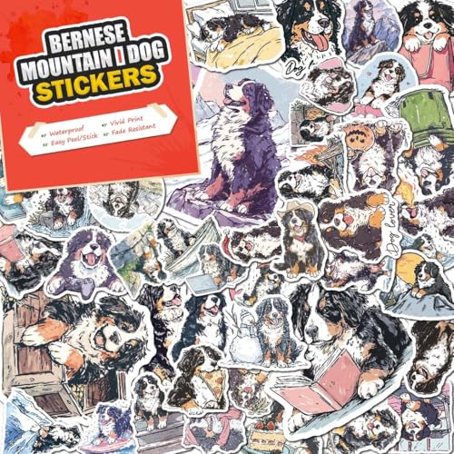 100 PCS Bernese Mountain Dog Stickers Pack – Waterproof Dog Decals for Water Bottles, Laptops, Phones, Notebook, Cars – Cool Vibrant Graphics for Bernese Mountain Dog Enthusiast - color: Bernese Mountain Dog