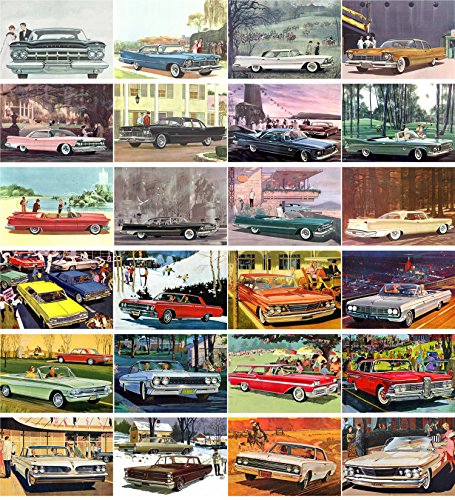 PIXILUV Vintage PostCards 24 pcs Classic Cars America Sixties Vintage Ads Illustration Adverts