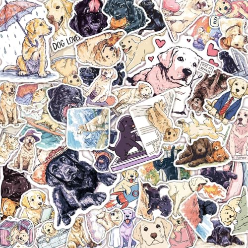 100 PCS Labrador Retriever Stickers Pack – Waterproof Dog Decals for Water Bottles, Laptops, Phones, Notebook, Cars – Cool Vibrant Graphics for Labrador Retriever Enthusiast - color: Labrador Retriever
