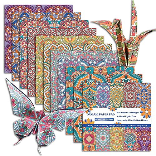 Origami Paper 6x6" Double Sided 50 Sheets 10 Colors Origami Kit,Craft Paper - color: 50sheets-bohemia