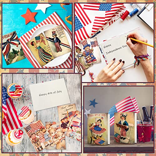 Glenmal 24 Sets Retro 4th of July Postcards Patriotic Cards with Envelopes 4 x 6 Inches 250th Anniversary Independence Day Greeting Cards for Party Favors Adult Gift