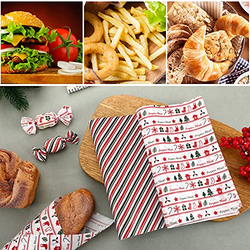 Clabby 200 Pcs Christmas Wax Paper Sheets for Food Greaseproof Waterproof