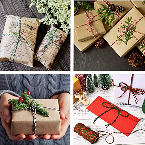 1 Roll 2mm 109 Yard Colourful Cotton Cord Bakers Twine DIY Crafts Gift Wrapping Christmas Wedding Home Decor String Rope (Green+White) - color: Green+white