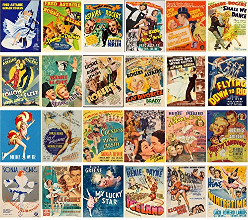 Vintage PostCards 24 pcs Vintage Ball Dance and Ice Skating Vintage Musical Movie Posters Ads - color: Twelve