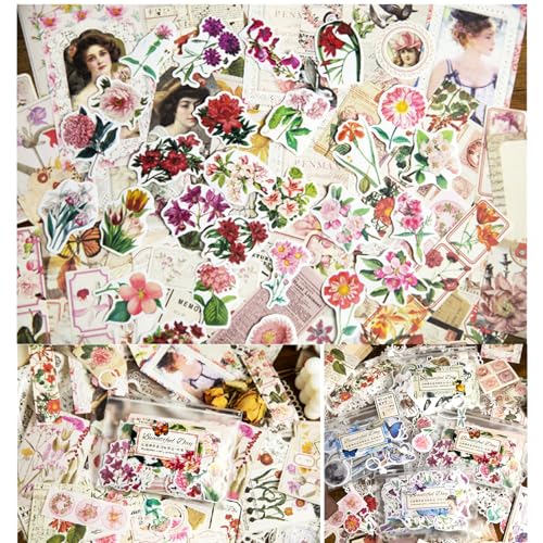 Esweny 200PCS Vintage Scrapbooking Supplies Pack, Aesthetic Scrapbook Sticker Paper Art Journaling Kit for Junk Journals,Planner,Cottagecore Decor Gifts (Pink Series) - color: Pink Series