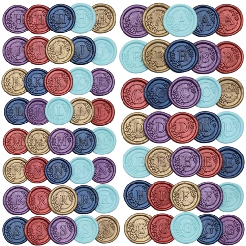 Initial Alphabet A Wax Seal Stamp Set, Retro Letter Sealing Stamp with 150Pcs Sealing Wax Beads in 5 Color, Melt Non Slip Spoon Pen Kit for Wedding and Christmas (A) - style: A