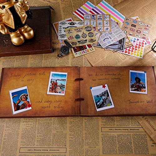 Our Adventure Book Scrapbook Photo Album,3D Embossed Words Leather Memory Book with 80 Pages for Couples Gifts,Anniversary Wedding,Valentine's Day - color: Leather Book