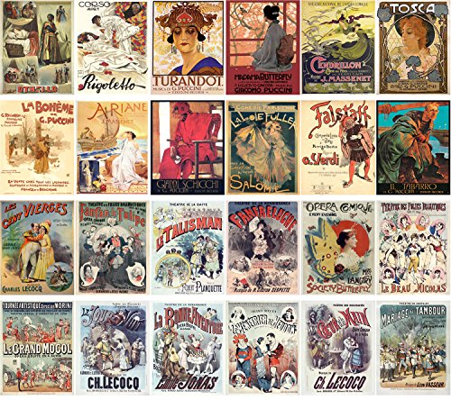 PIXILUV Vintage PostCards 24 pcs Opera and Theater Vintage Show Posters - color: Sixteen