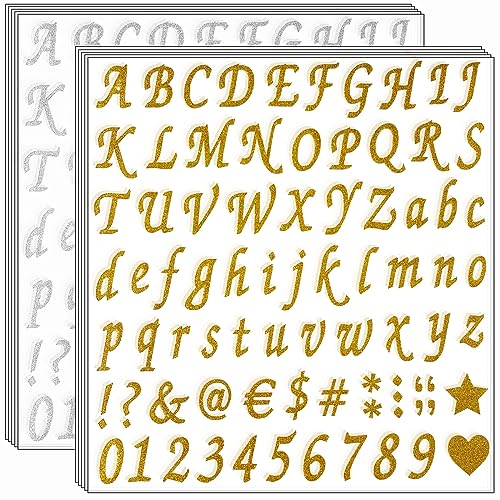 800 Piece Glitter Alphabet Letter Stickers - Self Adhesive, Gold & Silver, for Address Number, Grad Cap Decoration, DIY Crafts & Classroom Decor - color: Gold and Silver