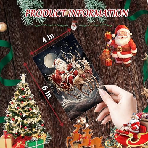 30Pcs Vintage Christmas Cards with Stickers, Greetings for Friends & Family