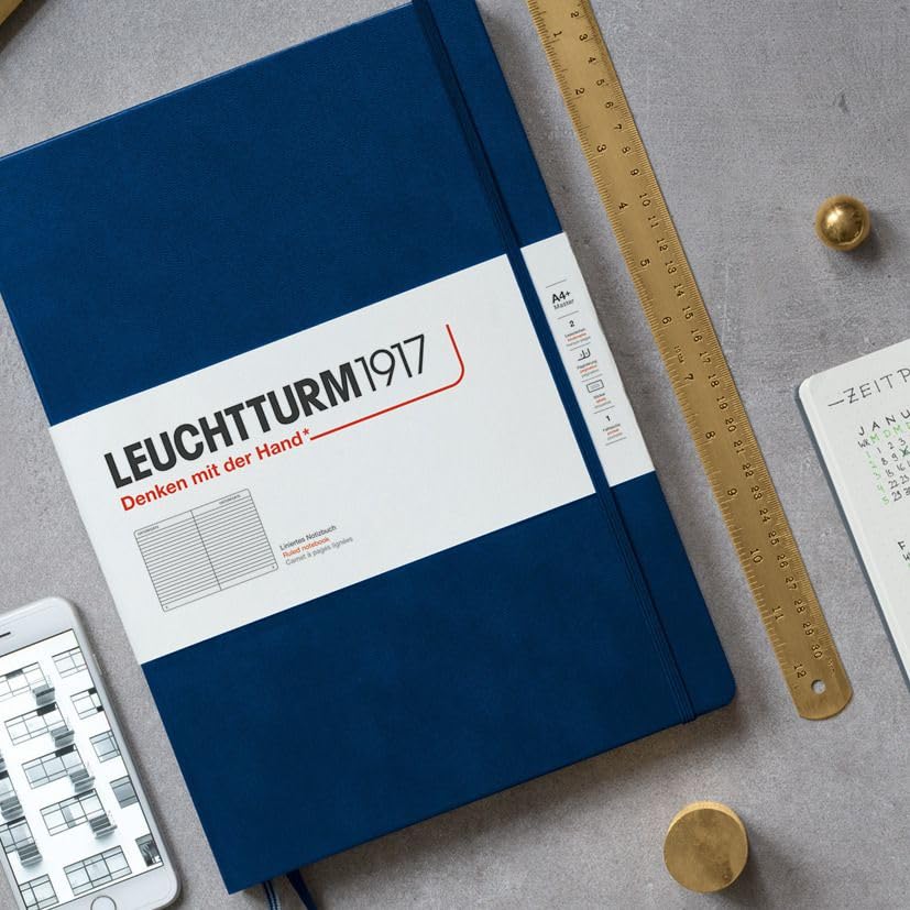 LEUCHTTURM1917 - Notebook Hardcover Medium A5-251 Numbered Pages for Writing and Journaling (Black, Squared) - color: Black, style: Squared