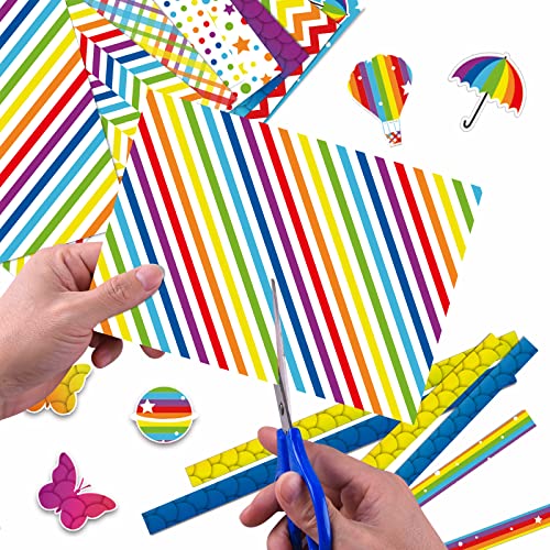Morcheiong 90 Sheets Rainbow Pattern Paper Set A5 Size Colorful Decorative Paper for DIY Craft Card Making Scrapbook Decoration,10 Styles