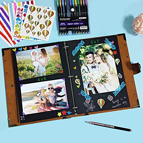 ZEEYUAN DIY Scrapbook Photo Album 60 Pages Leather Memory Photo Book 8.5x11 inch,Vintage Travelling Scrapbook Family Scrap Book Scrapbooking Supplies Kits for Couples - color: Dark Brown