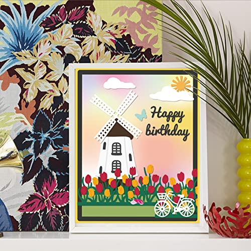 INFUNLY Windmill Die Cut Bicycle Metal Cutting Die for Card Making Farmhouse Style Tulips Flower Embossing Stencil Template for Scrapbooking Paper Craft Album Stamps DIY Décor - color: Windmill Die Cut