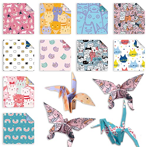 Origami Paper 6x6" Double Sided 50 Sheets 10 Colors Origami Kit,Craft Paper - color: 50sheets-cat family