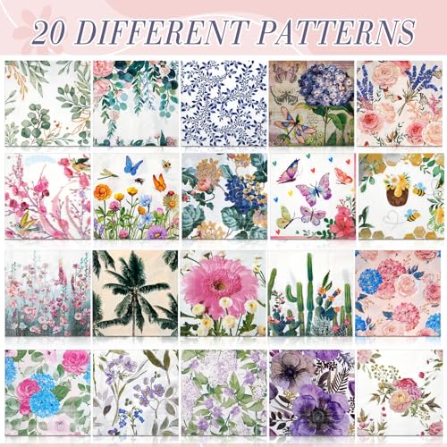 Crtiin 20 Pack Decoupage Napkins Floral Cocktail Decorative Paper Napkins - style: Style 5