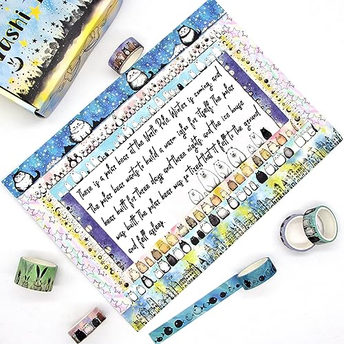 Kawaii Washi Tape Set 24 Rolls - Cute Animals for Scrapbook Journal Craft | 24 rolls cute animal designs, 1.5cm & 2.5cm widths, 3m each, easy tear, no residue, kawaii scrapbook & journal decor