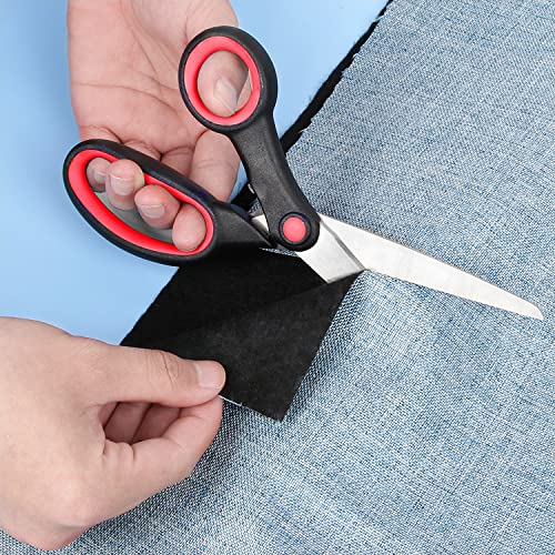 Left Handed Scissors for Kids Student, 8 Inch Lefty Scissors Bluk for Adults, All Purpose Sharp Blades Shears Set of 2 Pack, Great for Craft, Office, Sewing Fabric, Arts, School and Home, Black/Red - color: Black&red(2-pack)