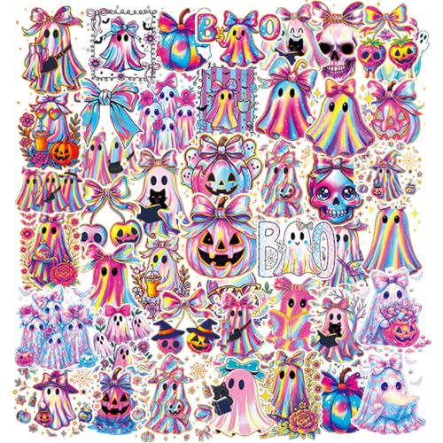 Halloween Cute Party Favors - 50 Pcs Stickers Gift for Kids Girls - style: Halloween Iridescent