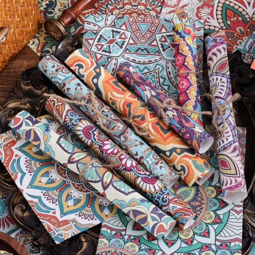 160 Sheets Boho Mandala Scrapbook Paper Set, Journaling Scrapbooking Supplies Craft Decoupage Papers Kit, Ephemera for Junk Journal Bullet Journals Well Posters Room Decor for Card Making Gift - color: Mandala 8 Theme