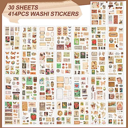 Vintage Journal Stickers - Aesthetic Sticker Book for Journaling & Scrapbooking - 50 Sheets with 30 Stickers & 20 Papers for Bullet Journals - color: Feelings of Past