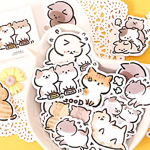 Small Size Laptop Stickers, 45pcs Doraking Boxed DIY Cute Pets Animals Stickers for Laptop Planners Scrapbook Suitcase Diary Notebooks Album (Naughty Cat)