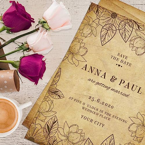 48 Pack Antique Vintage Stationary Paper, 8.5"x 11" Parchment Paper for Writing and Printing, Double Sided Antique Old Aged Scrapbook for Journal, Calligraphy, Invitations and Certifications