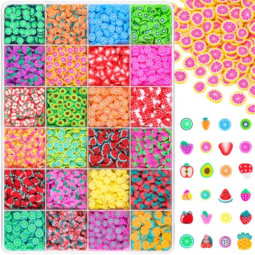 24-Grid Slime Add Ins slime charms,Fake Sprinkles Fruit Slice Slime Mix Ins - color: 24 Colors Series-A
