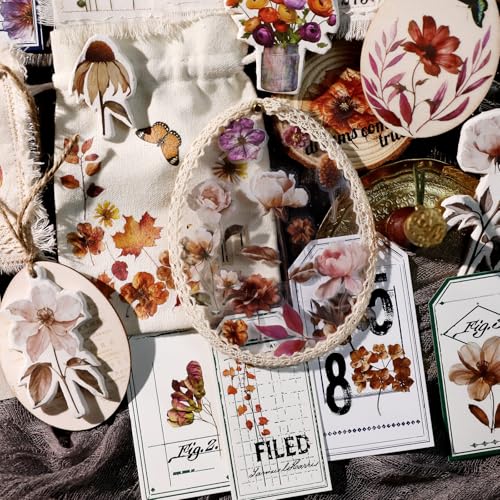 CATaireen Rub on Transfers for Crafts Vintage Scrapbooking Stickers Small Decals Adults Journaling DIY Supplies Use for Fabric Paper Wood Stone Canvas Acrylic Cloth (Fallen Leaves) - style: Fallen Leaves