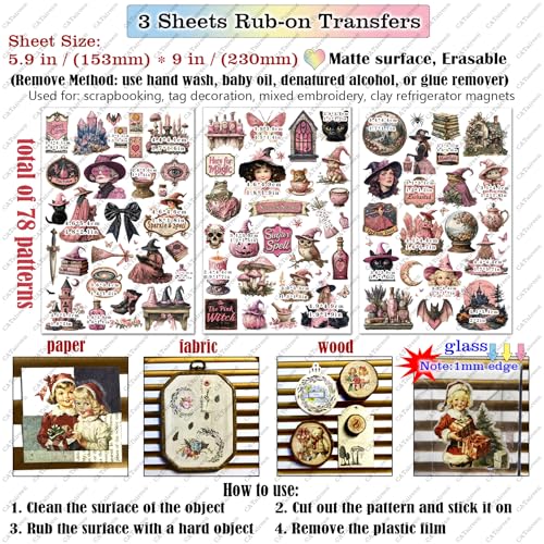 CATaireen Rub on Transfers for Crafts Vintage Scrapbooking Stickers Small Decals Adults Journaling DIY Supplies Use for Fabric Paper Wood Stone Canvas Acrylic Cloth (Plant Elements) - style: Art Deco