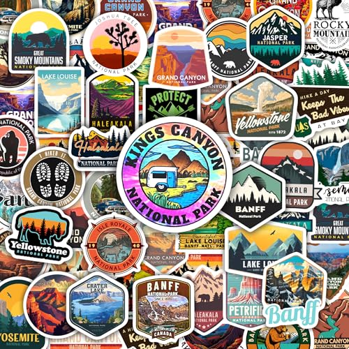 Outdoor Nature National Park Sticker for Water Bottle, 50 Pcs Adults Kids Natural Scenery Waterproof Vinyl Travel Laptop Decals, Bicycle Luggage Phone Case Skateboard Decor - color: National Park-ls-pvc-188kshr