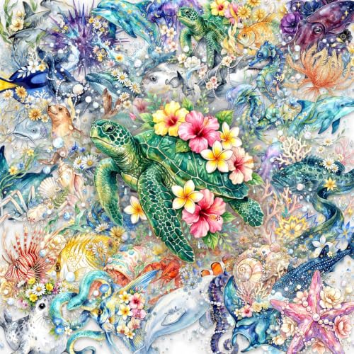 50Pcs Watercolor Ocean Sea Creature Stickers Waterproof Transparent PET Marine Animal Turtle Dolphin Decals for Water Bottle Tumbler Laptop Journal Scrapbooking DIY Decor for Teens Adults Ocean Lovers - color: Watercolor Ocean Sea Creature-10