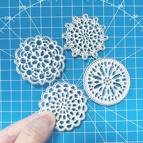 4pcs/lot Lace Round Frame Background Die Cuts for Card Making Scrapbooking - color: Silver-353round