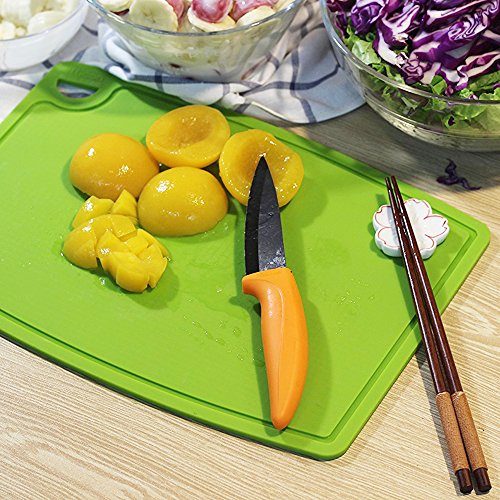 Liflicon Thick Cutting Boards for Kitchen Silicone Chopping Board Set of 2 Mid 12.6'' x 9.1”,Mini 9.1”x7.1” Non-slip Deep Drip Juice Groove Easy Grip Handle,Dishwasher Safe-Green - color: Green, size: 9.1"L x 7.1"W & 12.6"L x 9.1"W