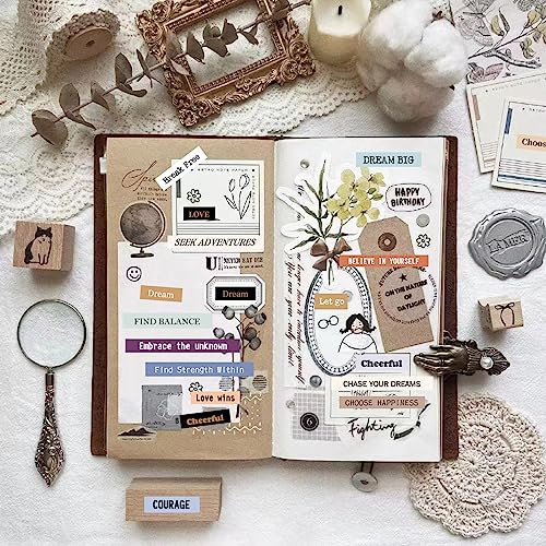 PRSTINCOL 2370 Pcs Word Stickers for Journaling,40 Sheets Quote Stickers Gold Foil Small Talk Stickers for Junk Journal Craft,Scrapbooking Supplies Making - color: Quote Stickers Book