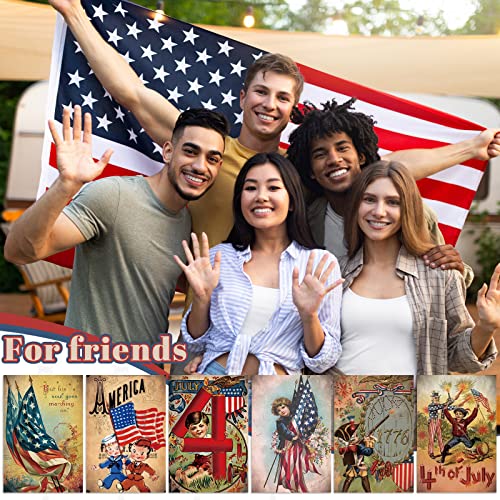 Glenmal 24 Sets Retro 4th of July Postcards Patriotic Cards with Envelopes 4 x 6 Inches 250th Anniversary Independence Day Greeting Cards for Party Favors Adult Gift
