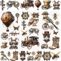 WANDIC 3 Sheets Rub On Transfer Stickers Retro Steam Punk Style Waterproof Decals Furniture Craft Decorative for DIY Scrapbooking Photo Albums,15 * 30cm
