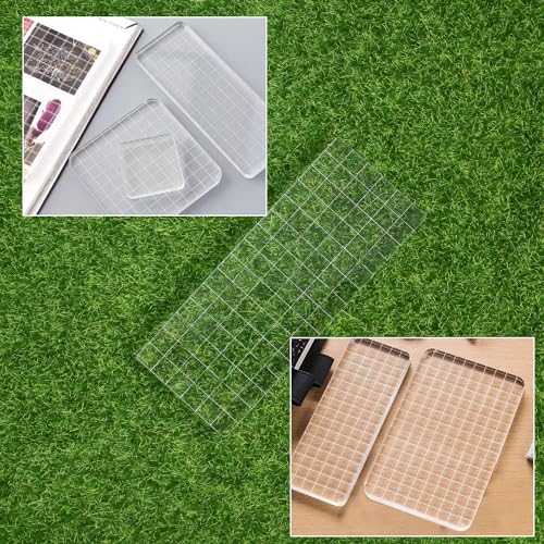 Clear Acrylic Stamp Blocks, 2.36" * 5.91" Acrylic Stamping Block Tool Clear Stamps with Grid Lines for Photography Props Scrapbooking Crafts Card Making - style: Straight 6×15CM 1pc
