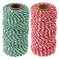 Cotton Twine String, 656 Feet Holiday Bakers Twine String Rope, Christmas Twine Cord for Gift Wrapping, Craft Making (Red Green, 2pcs)
