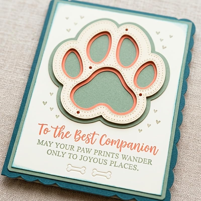 Metal Cutting Die for Scrapbooking, Tools Card Making Supplies Durable Cut Stencils for DIY Scrapbook Photo Album Decorative Paper Card (Dog's Paw 3.4 x 3.4 in) - color: Dog's Paw 3.4 x 3.4 in