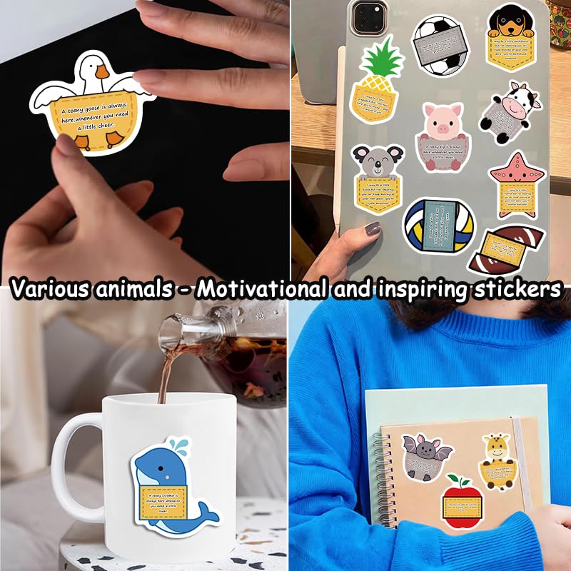 100 Pcs Motivational Animal Stickers for Kids, Encouragement Decals
