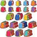 Chuangdi 60 Pcs Backpack Cutouts Cartoon Backpack for Classroom - style: Backpack