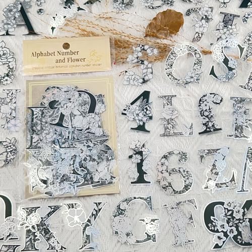 50Pcs Transparent Silver Foil Alphabet Stickers Pack, Waterproof PET Floral Letter Decals for Water Bottle Laptop Suitcase Skateboard Scrapbook Journal, Colorful DIY Craft Gifts for Kids Teens Girls - color: Transparent Silver Foil Alphabet-6