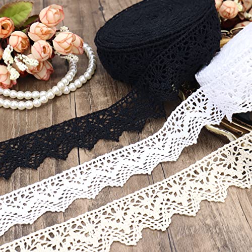 Beige Lace Ribbon 10 Yards Crochet Lace Trim Cotton Sewing for Crafts, Gift Package Wrapping, Bridal Wedding Decoration, Scrapbooking Supplies - color: Beige, size: 1.5 inch*10yards