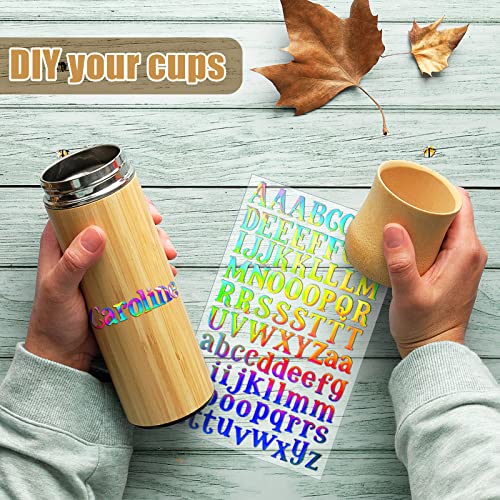 2160 Pieces 24 Sheets Holographic Laser Letter Stickers, Shining Colors | Glitter Self Adhesive Stickers, Shiny Alphabet DIY Small Vinyl Decorative Decals, for Cups Scrapbooks Window Door Cars - color: Shining Colors