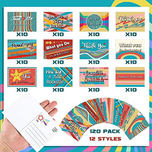 Kosiz 120 Pcs Thank You Inspirational Appreciational Postcard Cards Bulk - style: Thank You