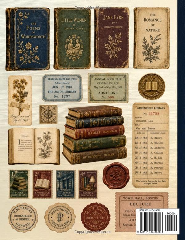 Vintage Book Lover Ephemera — The Readers and Dreamers Edition: Literary Quotes & Illustrations to Cut Out for Junk Journals, Collage, Scrapbooking & Paper Crafts