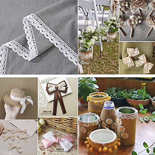 32.8 Yards Beige Scalloped Edge Lace Antique Crochet Cotton Lace Trim Vintage Decorative Textile Decorative Ribbon Cotton Fabric for Sewing Craft Wedding Decoration(30m/B) - color: 30Beige